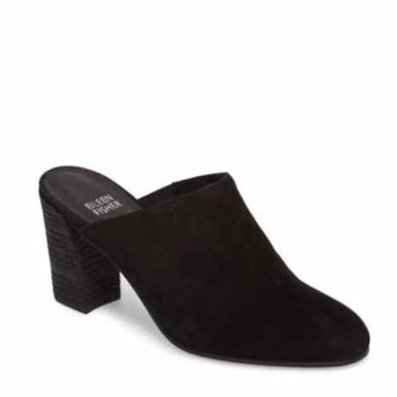 Eileen Fisher Shoes - Eileen Fisher Prana suede almond toe wooden stacked block heel mule Size 10